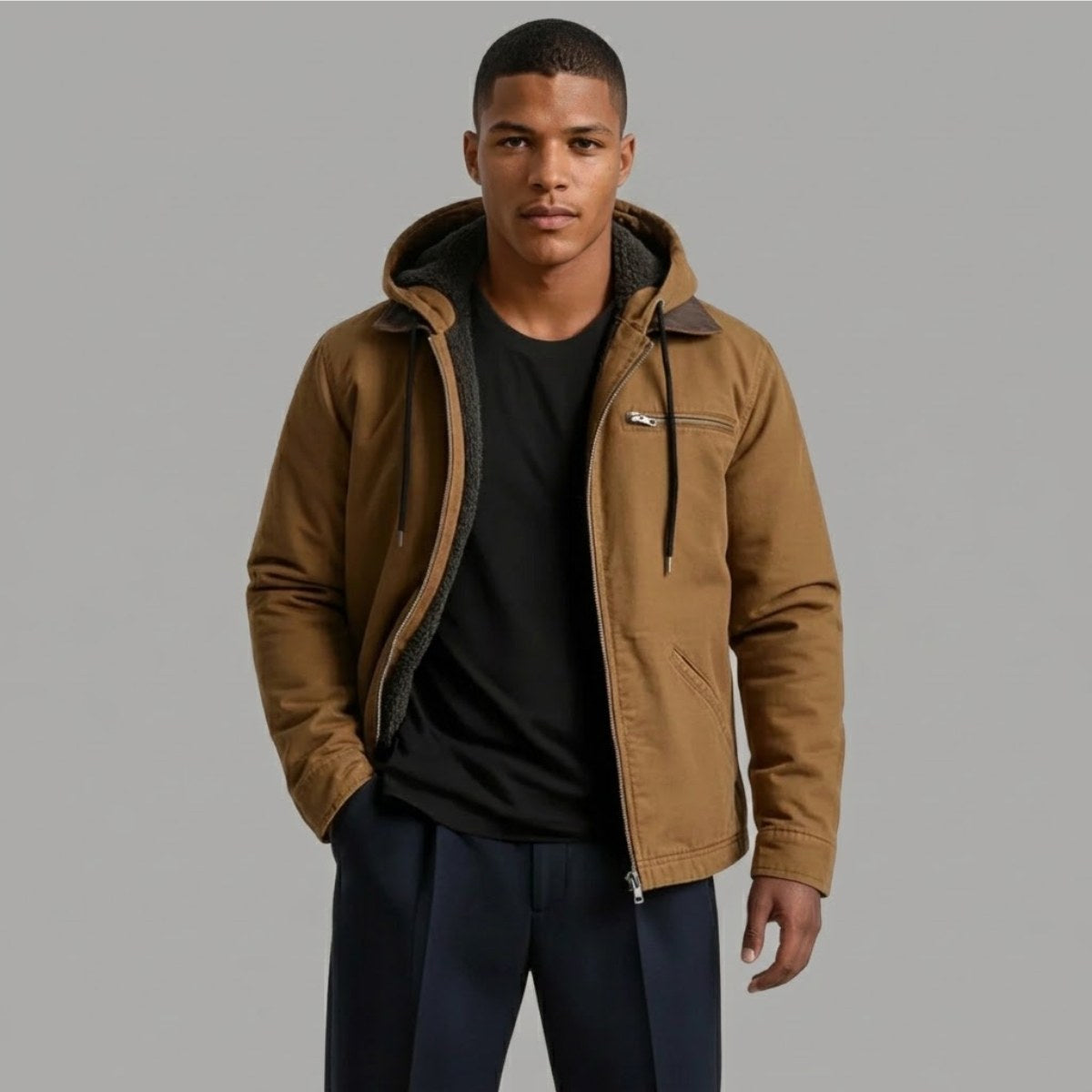 Wesley | Men's Hooded Fleece-Lined Jacket, Warm Winter Coat | My Sweet Wardrobe