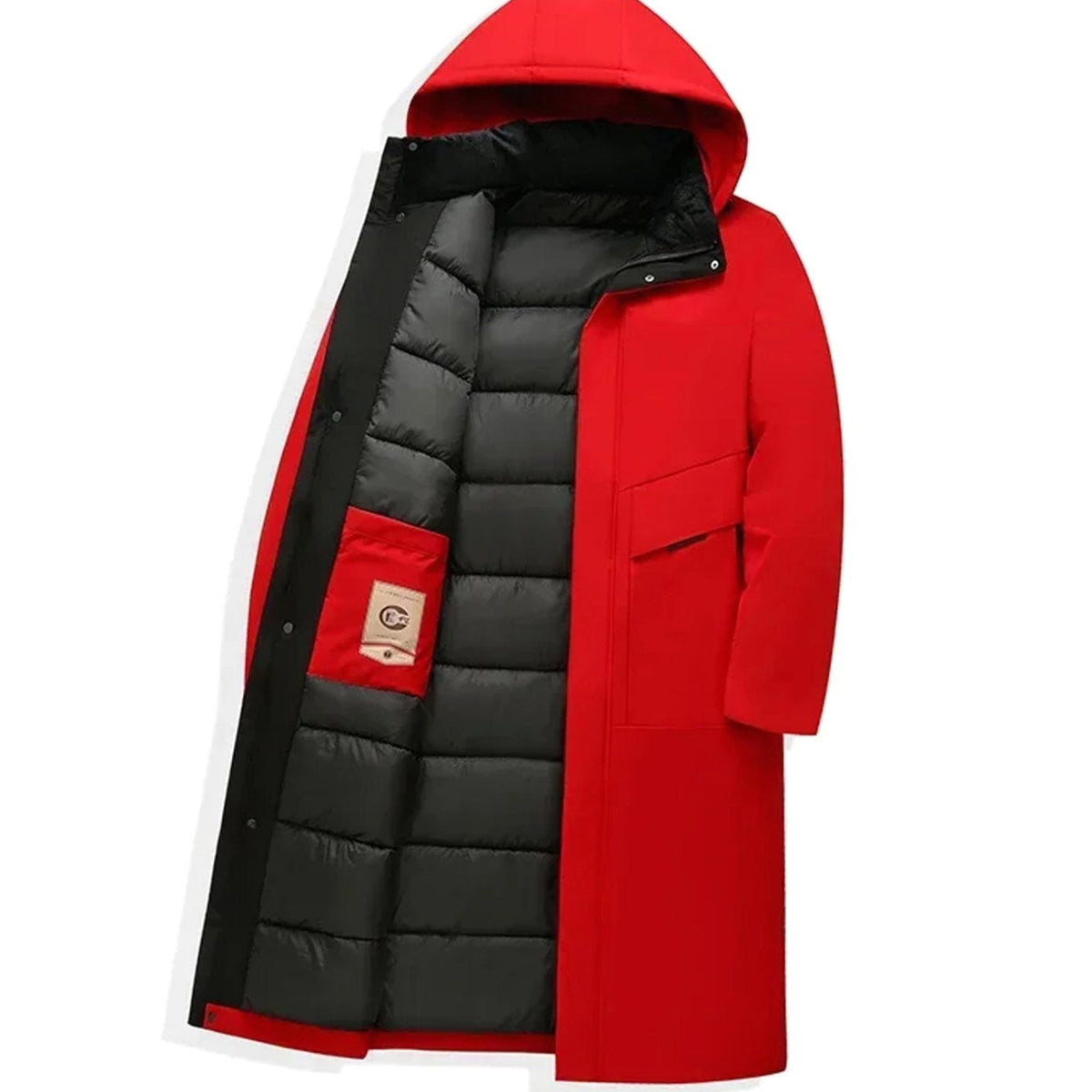 Wilhelm | Men's Coat with Hood and Quilted Lining, Long Winter Coat for Men | My Sweet Wardrobe | Grey