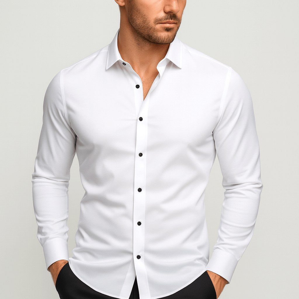 William | Men's Elastic Wrinkle-Resistant Shirt, Long-Sleeve Formal Shirt | My Sweet Wardrobe