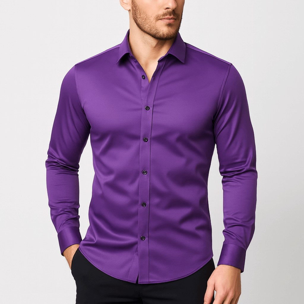 William | Men's Elastic Wrinkle-Resistant Shirt, Long-Sleeve Formal Shirt | My Sweet Wardrobe