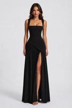 Willow | Women's Sculpted Satin-Feel Maxi Dress, Draped Evening Dress | My Sweet Wardrobe