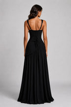 Willow | Women's Sculpted Satin-Feel Maxi Dress, Draped Evening Dress | My Sweet Wardrobe