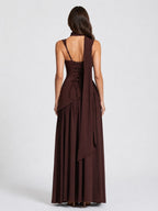 Willow | Women's Sculpted Satin-Feel Maxi Dress, Draped Evening Dress | My Sweet Wardrobe | Sage Green