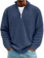 Wolfgang | Men's Jumper with Half-Zip Design, Structured Trendy Jumper | My Sweet Wardrobe | Blue