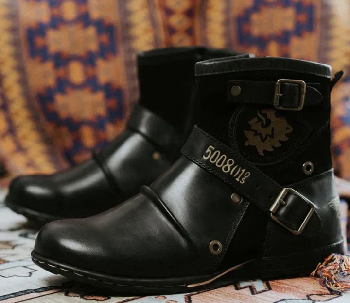 William | Men's Leather Biker-Style Boots, Classic Motorcycle Boots | My Sweet Wardrobe