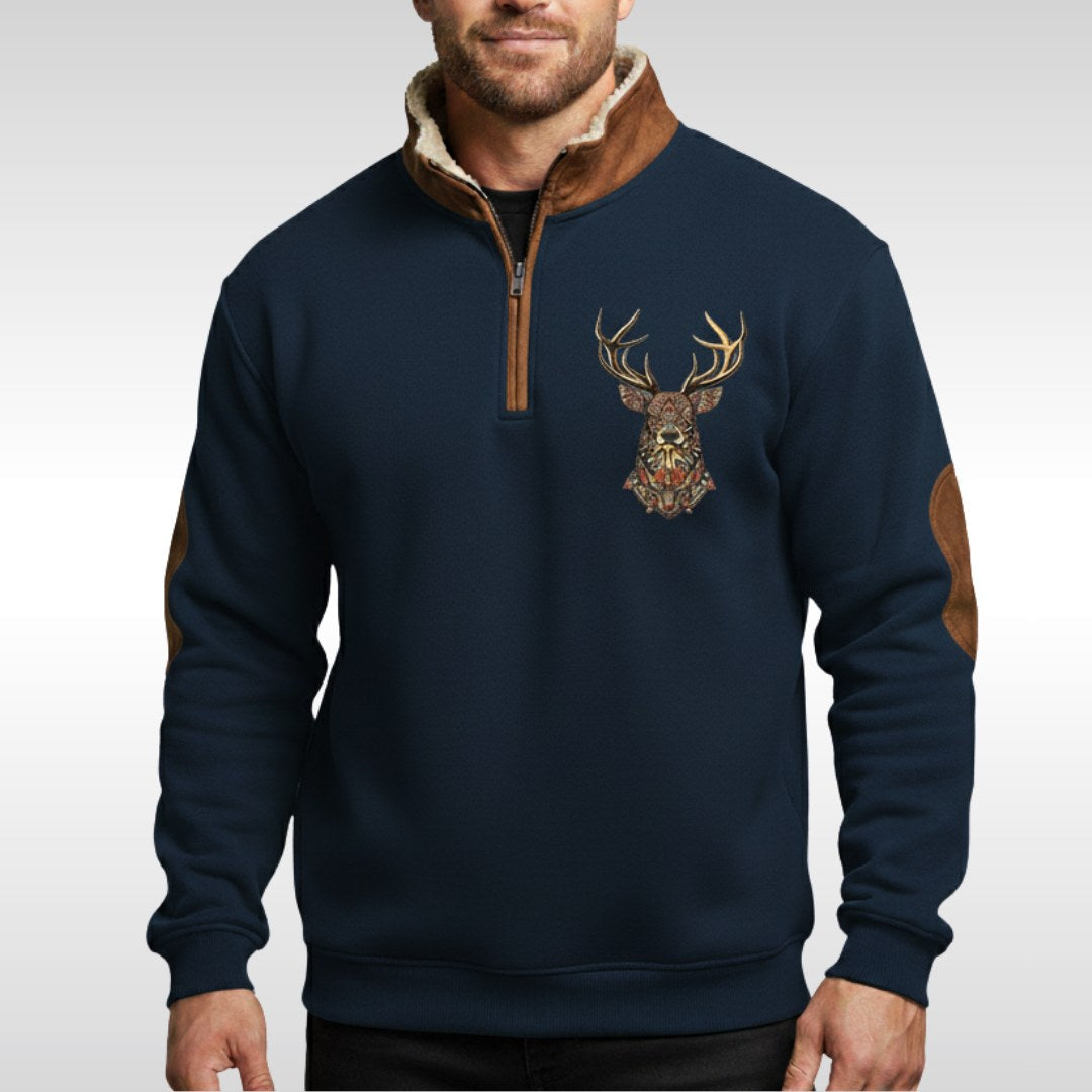 Wolfram | Men's Sherpa Jumper with Textured Structure, Warm Knit Jumper | My Sweet Wardrobe | Blue