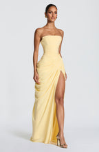 Yvette | Women's Strapless Maxi Dress, Ruched Waist Evening Dress | My Sweet Wardrobe