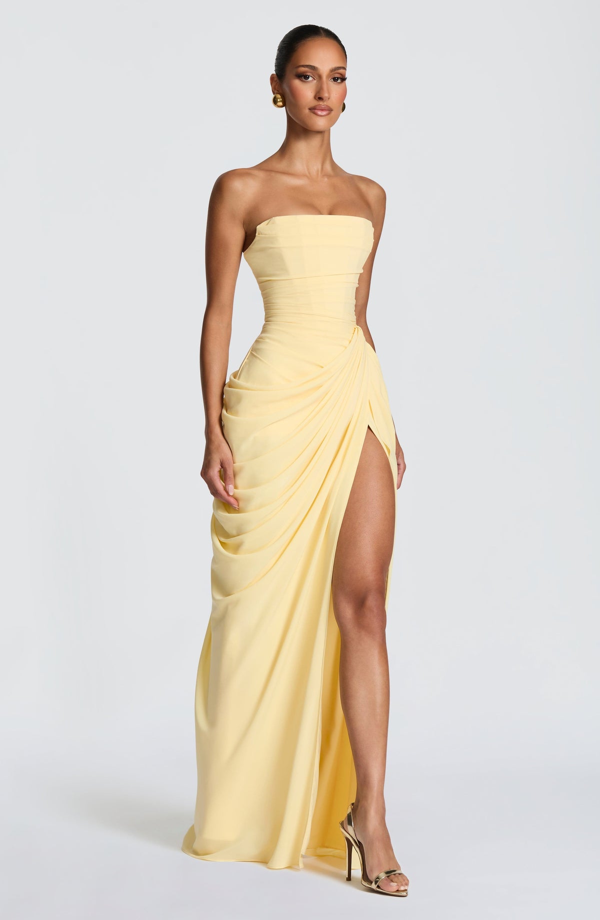 Yvette | Women's Strapless Maxi Dress, Ruched Waist Evening Dress | My Sweet Wardrobe