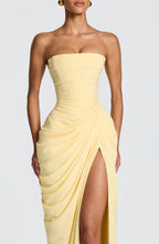 Yvette | Women's Strapless Maxi Dress, Ruched Waist Evening Dress | My Sweet Wardrobe