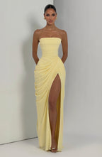 Yvette | Women's Strapless Maxi Dress, Ruched Waist Evening Dress | My Sweet Wardrobe