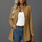Yvonne | Women's Button-Down A-Line Coat, Stand Collar Autumn Coat | My Sweet Wardrobe
